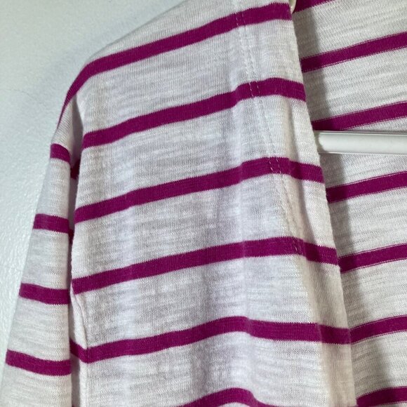 Womens Chicos The Ultimate Tee Striped Open Front Cardigan Pink White L - Picture 3 of 8